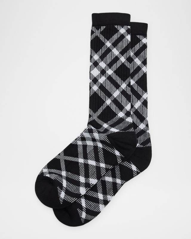 Men's Cotton Blend Check Crew Socks